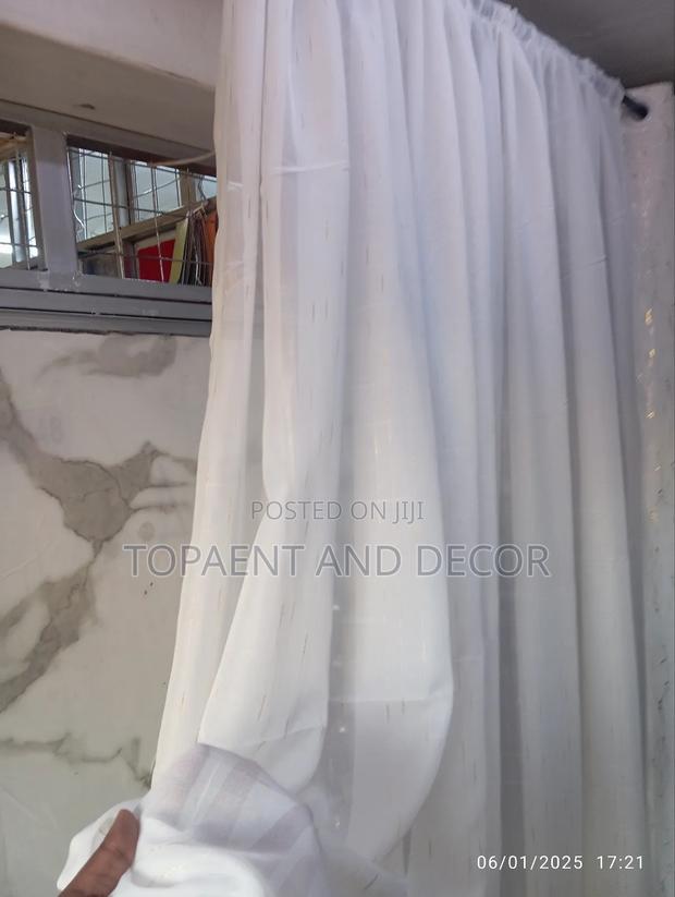 White Living Room Sheers With Gold Stripes for Living Room