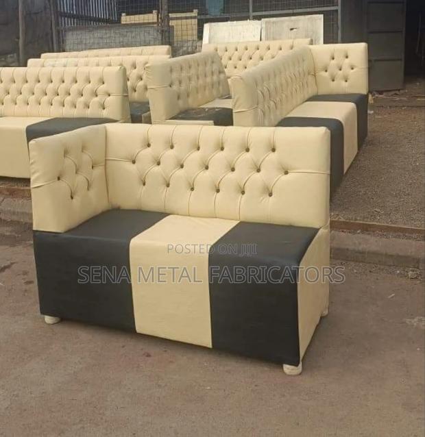 Unique Restaurant Couches Cream and Black