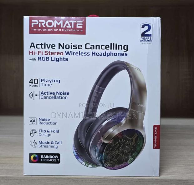 Promate Wireless Headphones With RGB Lights and ANC - main view