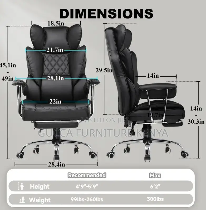 Office Chairs:Full Leather Highback Reclining Computer Chair