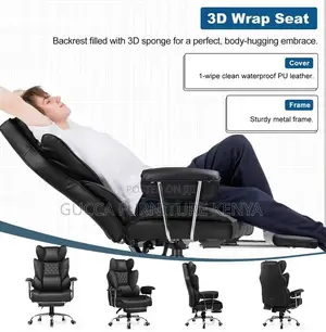 Office Chairs:Full Leather Highback Reclining Computer Chair