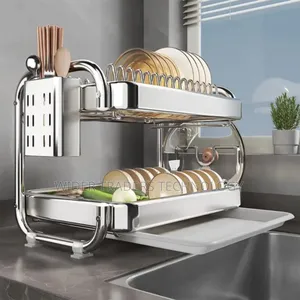 201ss Material 2-Tier Kitchen Chrome Plated Dish Rack