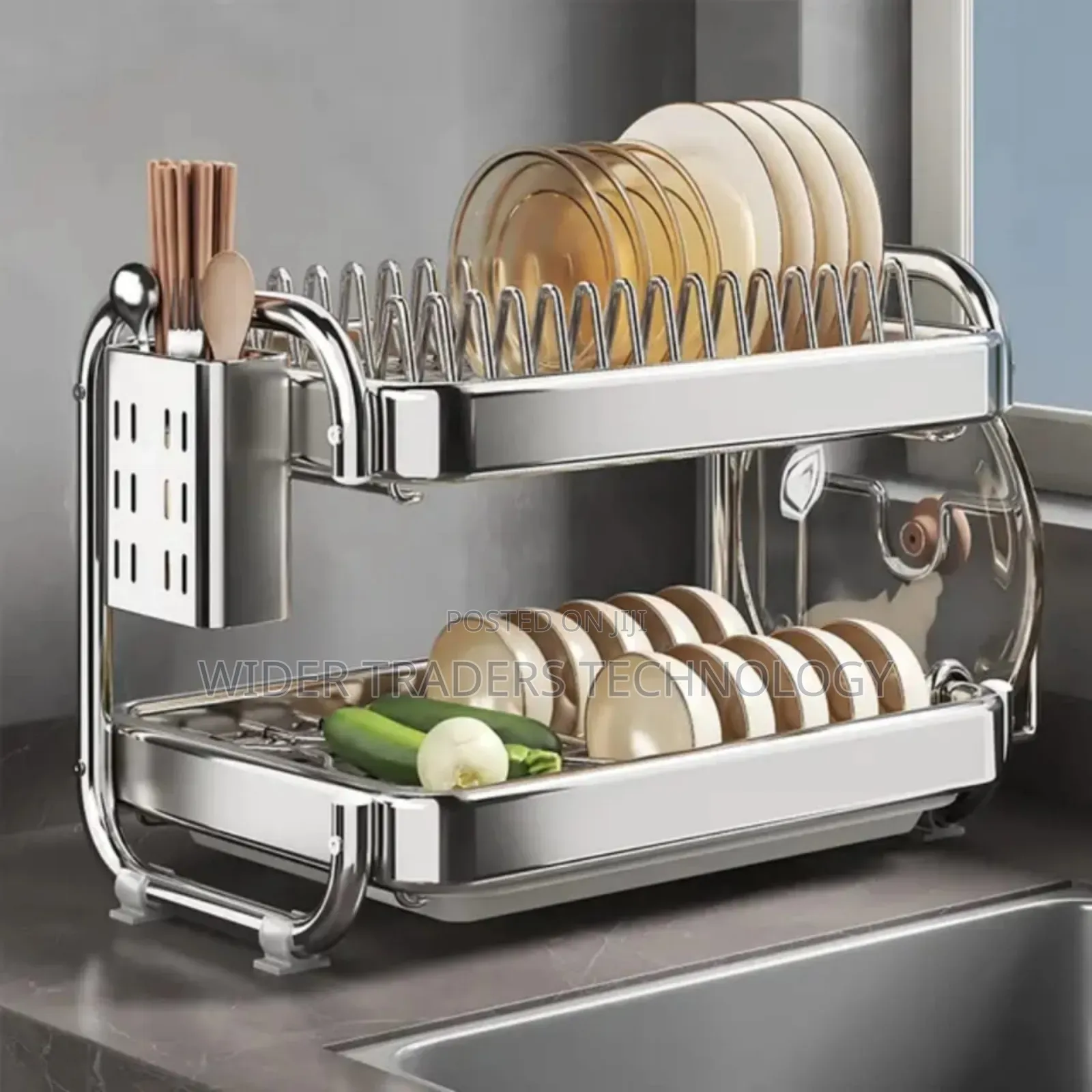 201ss Material 2-Tier Kitchen Chrome Plated Dish Rack