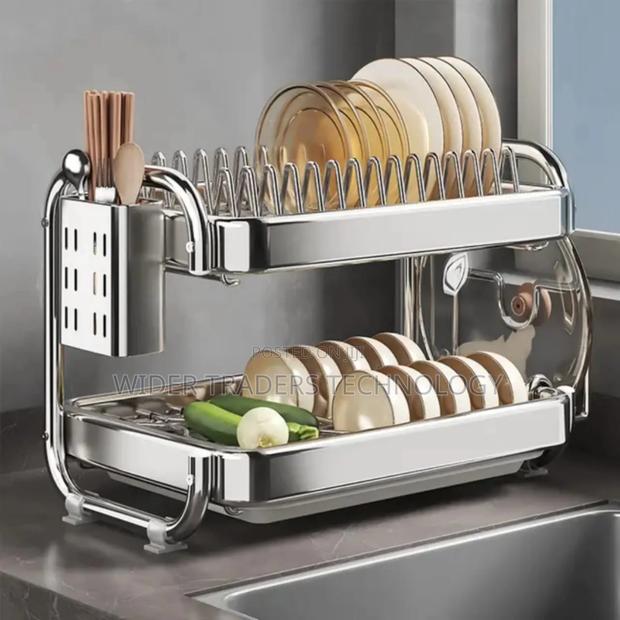 201ss Material 2-Tier Kitchen Chrome Plated Dish Rack - thumbnail 2