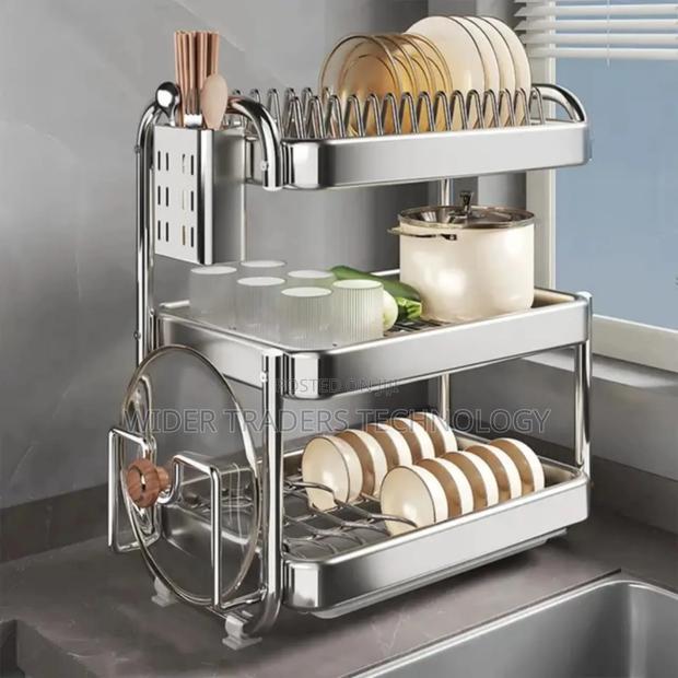 201ss Material 3-Tier Kitchen Chrome Plated Dish Rack - thumbnail 2