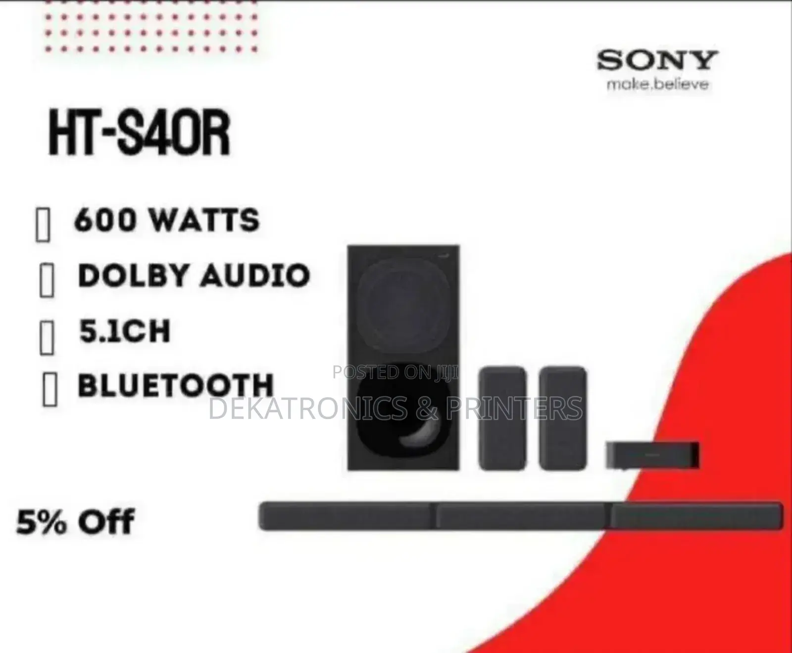 Sony Ht-S40r 600watts Sound Bar