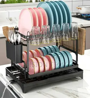 2-Tier Kitchen Dish Rack With Drain Tray°°√√