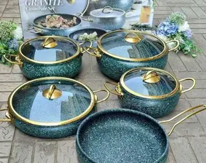 9 Pçs Granite Cookware Kitchen Non Coating