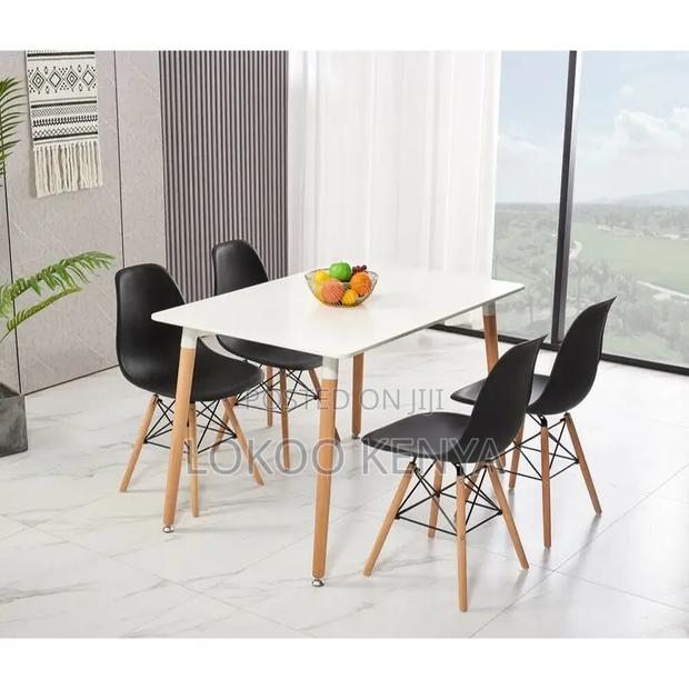 Dining Set: 4PCS Eames Chairs With Square Dining Table