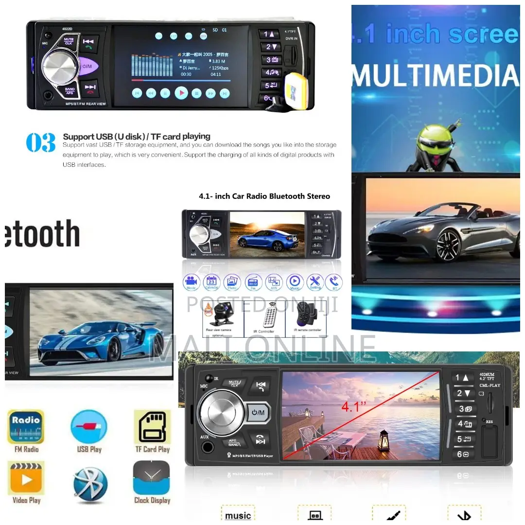Video Screen Bluetooth Multimedia Head Unit Stereo
