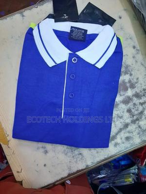 Quality Polo T Shirt With White Collar Stripped Blue Hg7tf - main view
