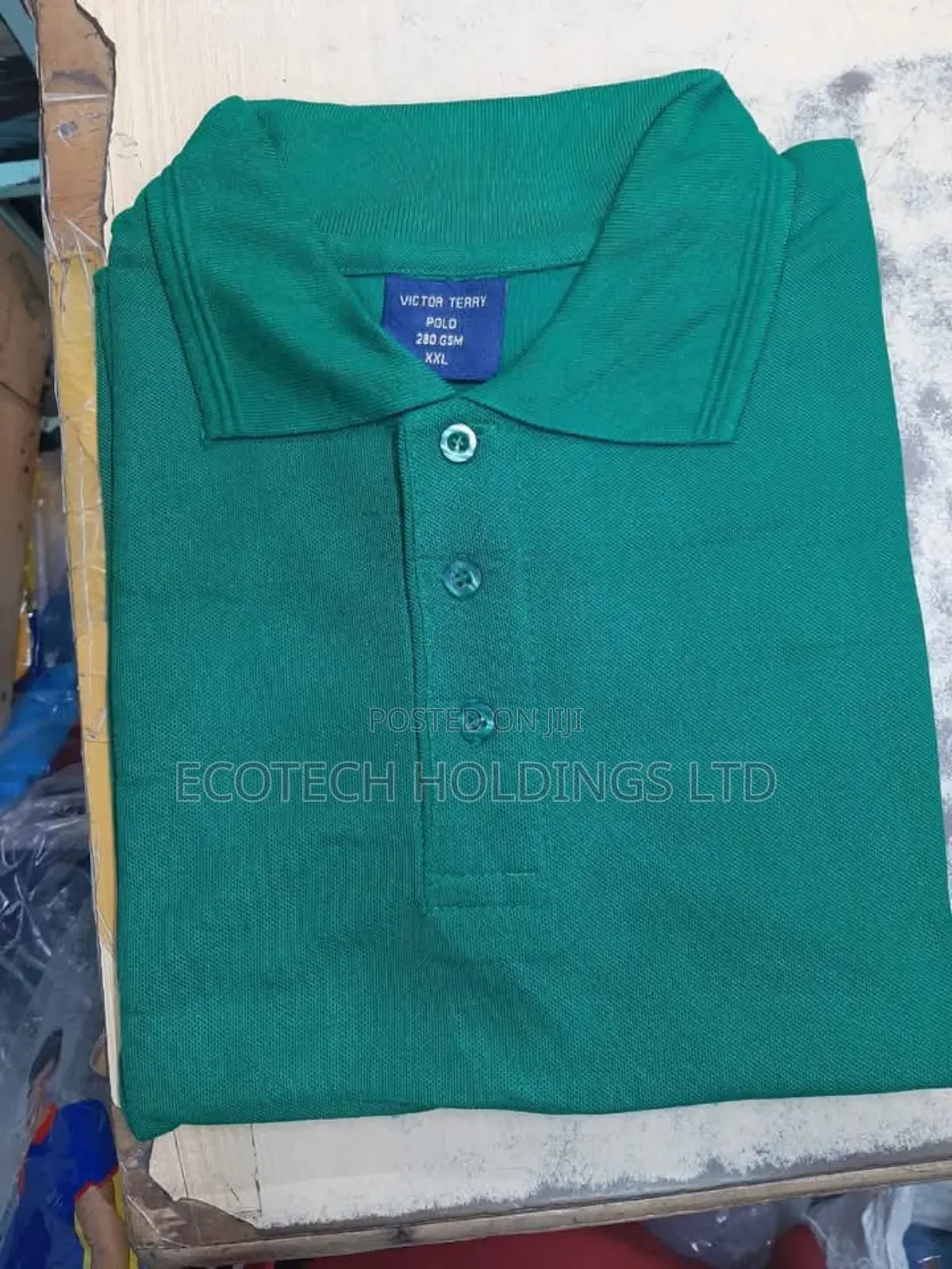 Vintage Dark Green Polo T Shirt With Collar Hf5rs
