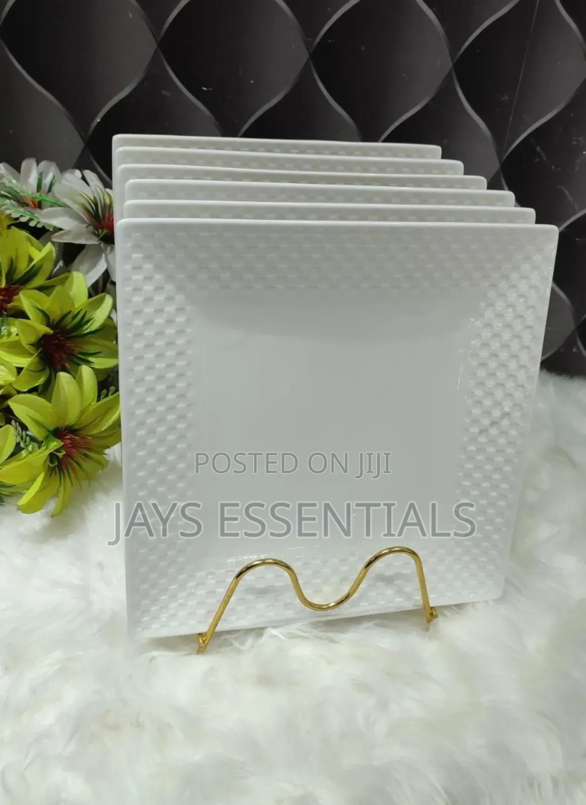 6pc White Square Dinner Plates