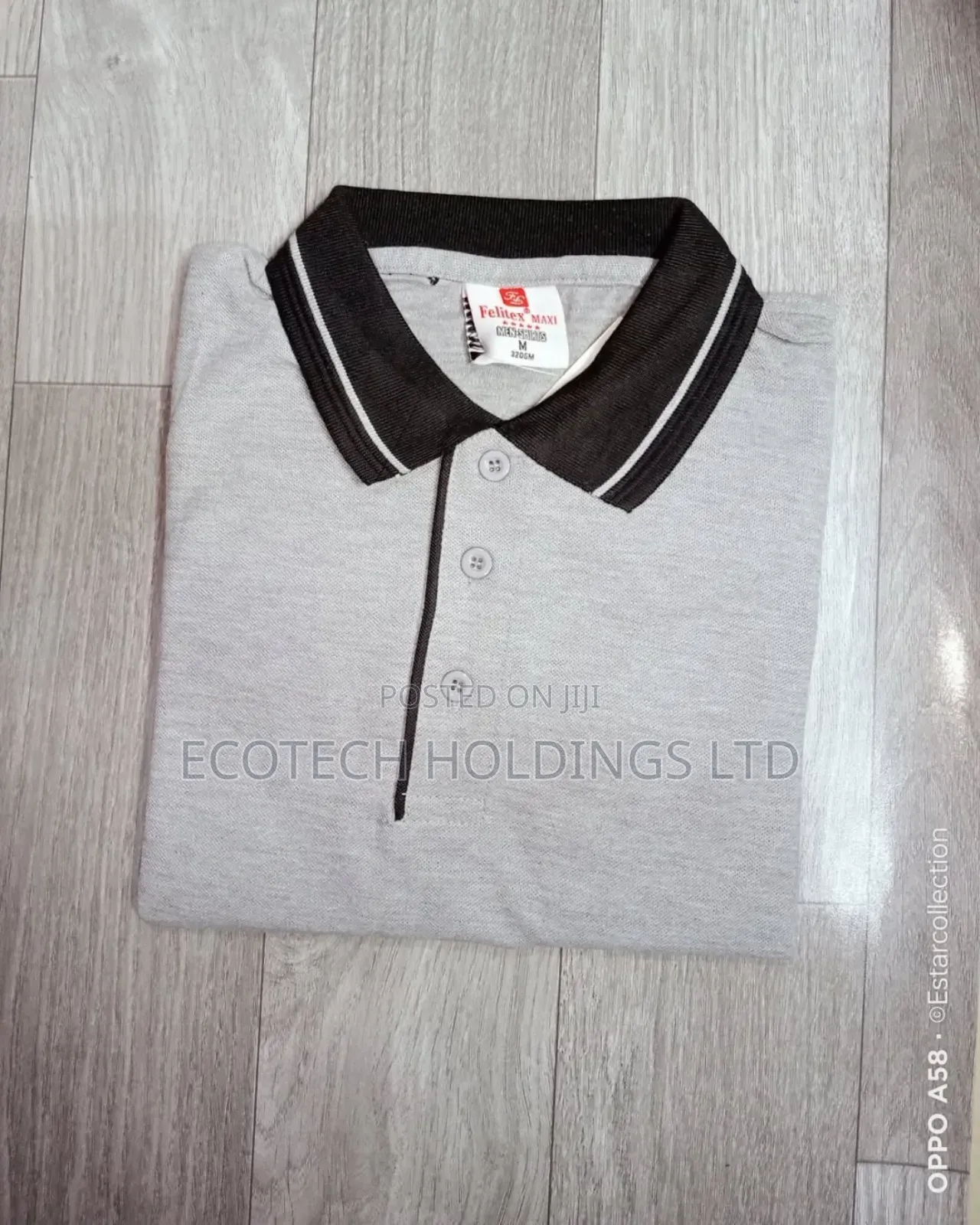 Grey Polo T Shirt With Black Collar Stripped Grey Jf4ex