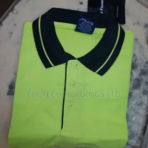 Polo T Shirt With Black Stripped Green Collar Km5rf