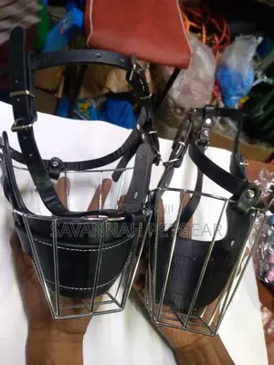 Dog Chrome Metal Muzzles Wire Basket Adjust Leather Straps