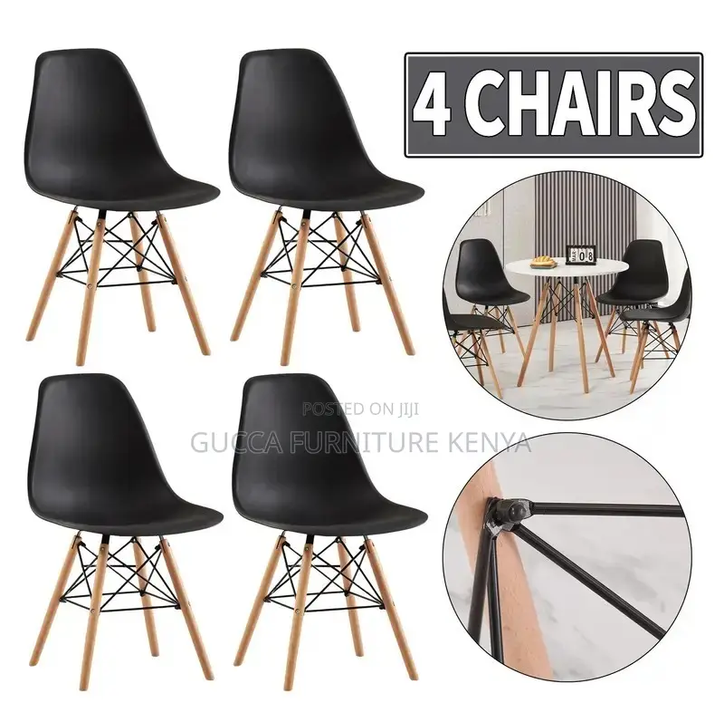 Home Chairs: Black Eiffel Plastic Dining Chair