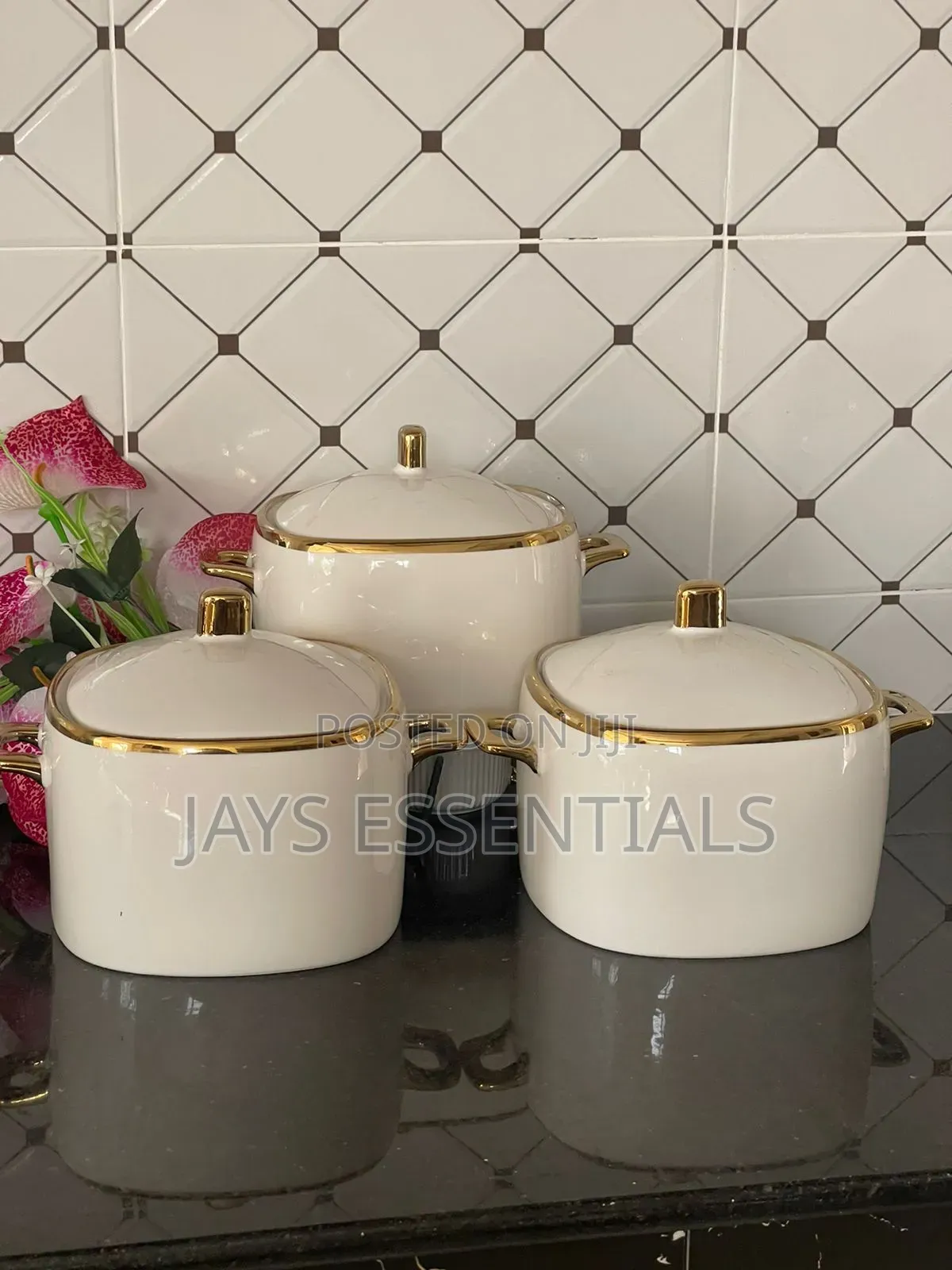 3pc Gold Line Serving Dishes