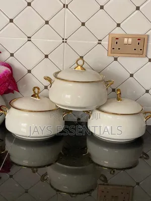3pc White Gold Serving Dishes