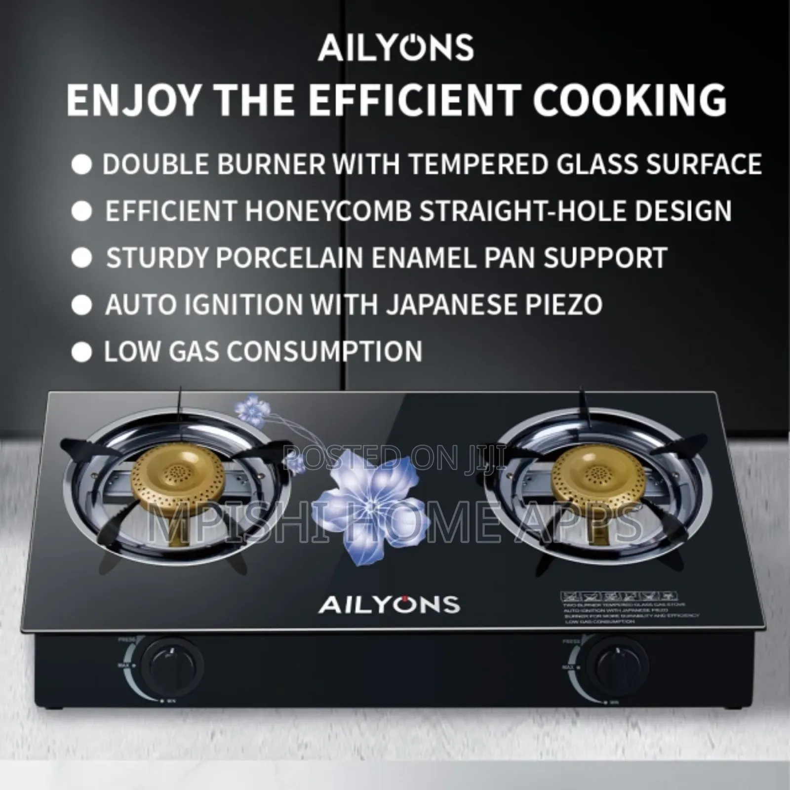 AILYONS GS014-4 Gas Stove Double Burner
