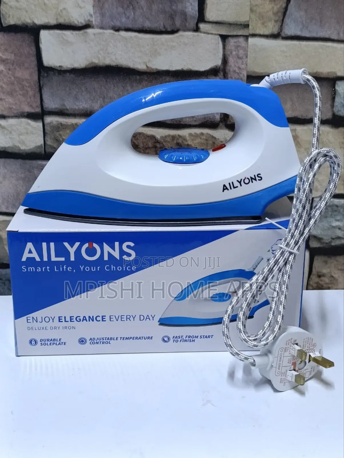 AILYONS HD198A-S Electric Iron Stainless Steel Bottom Plate