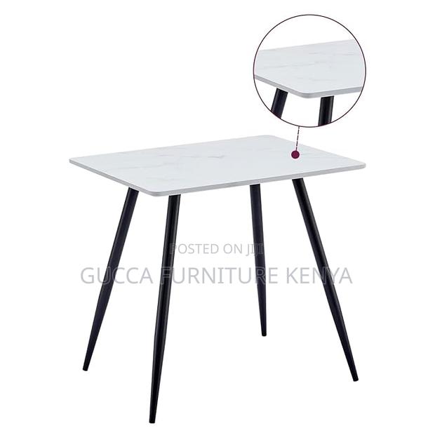 Dining Tables:White Marble Dining Table With Black Metal Leg - thumbnail 3