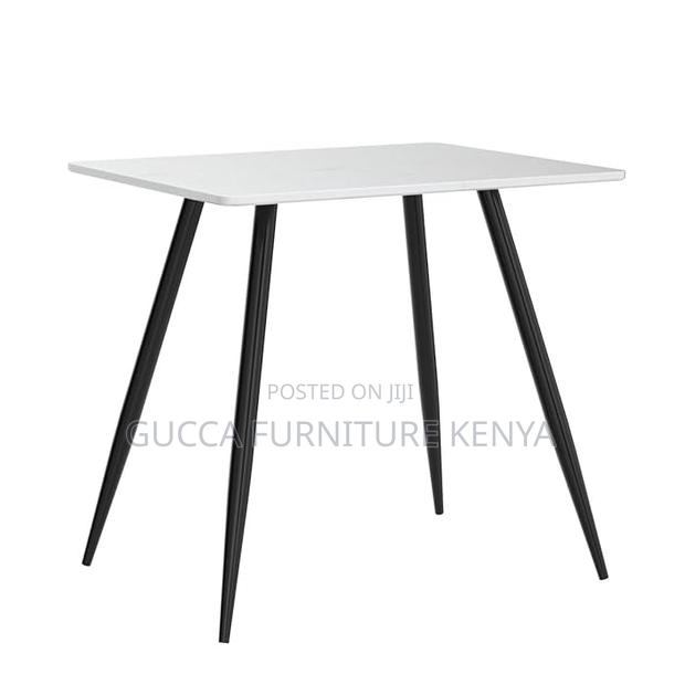 Dining Tables:White Marble Dining Table With Black Metal Leg - thumbnail 4