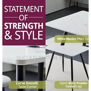 Dining Tables:White Marble Dining Table With Black Metal Leg