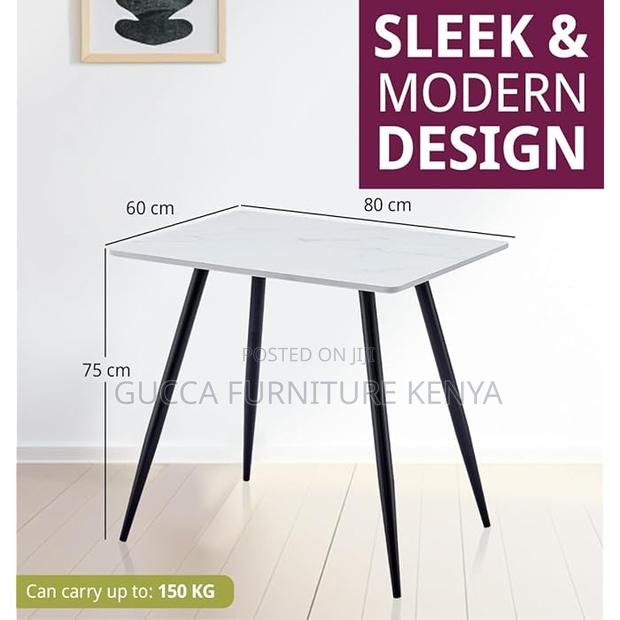 Dining Tables:White Marble Dining Table With Black Metal Leg - thumbnail 7