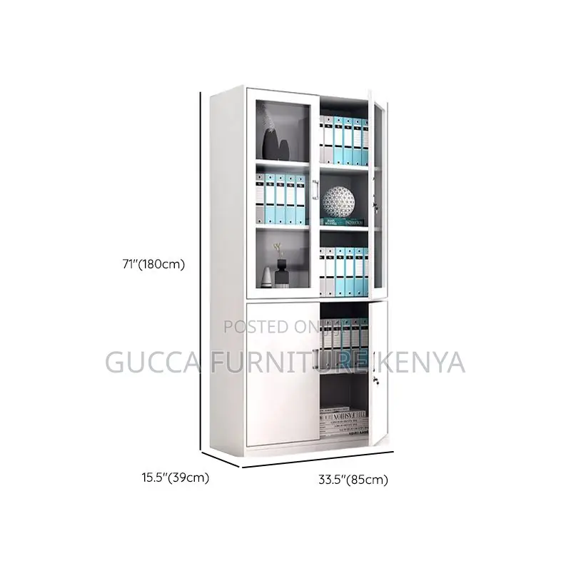 Cabinets:2-Door Sleek White Steel Vertical Filing Cabinet