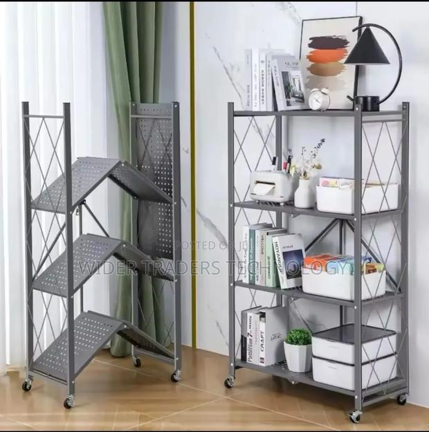 *4-Tier Foldable Multipurpose Rack With Shelves Wheels