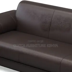 Sofas:5-User Black Leather Contemporary Office Sofa