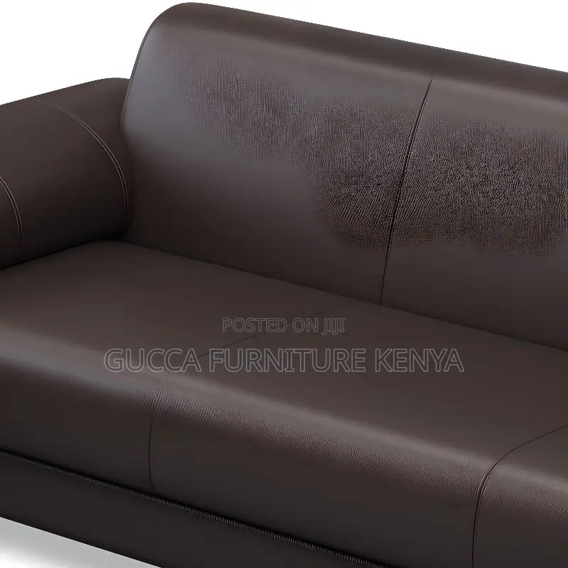 Sofas:5-User Black Leather Contemporary Office Sofa