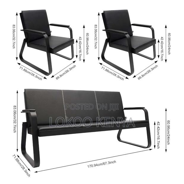 Office Sofa: 5-Seater Faux Leather Executive Office Sofa - thumbnail 2