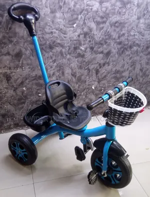 Tricycle With Push Handle Blue,