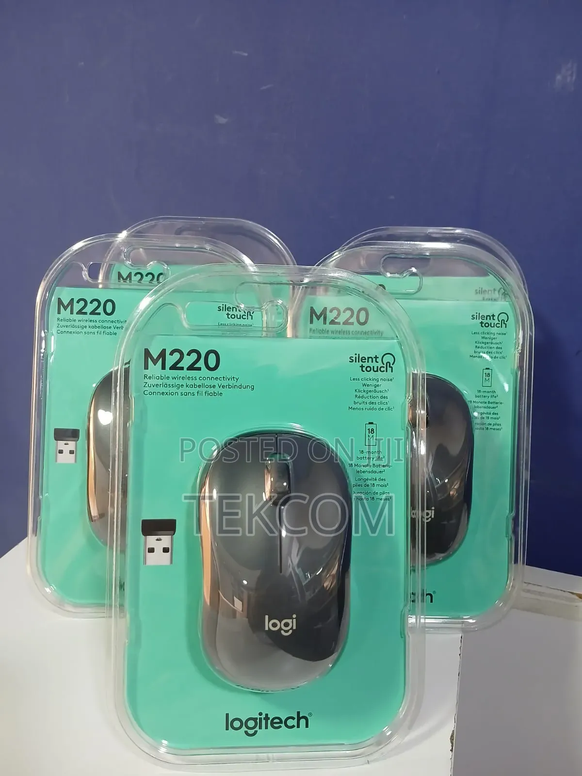 Logitech Wireless Mouse Silent M220 Blue
