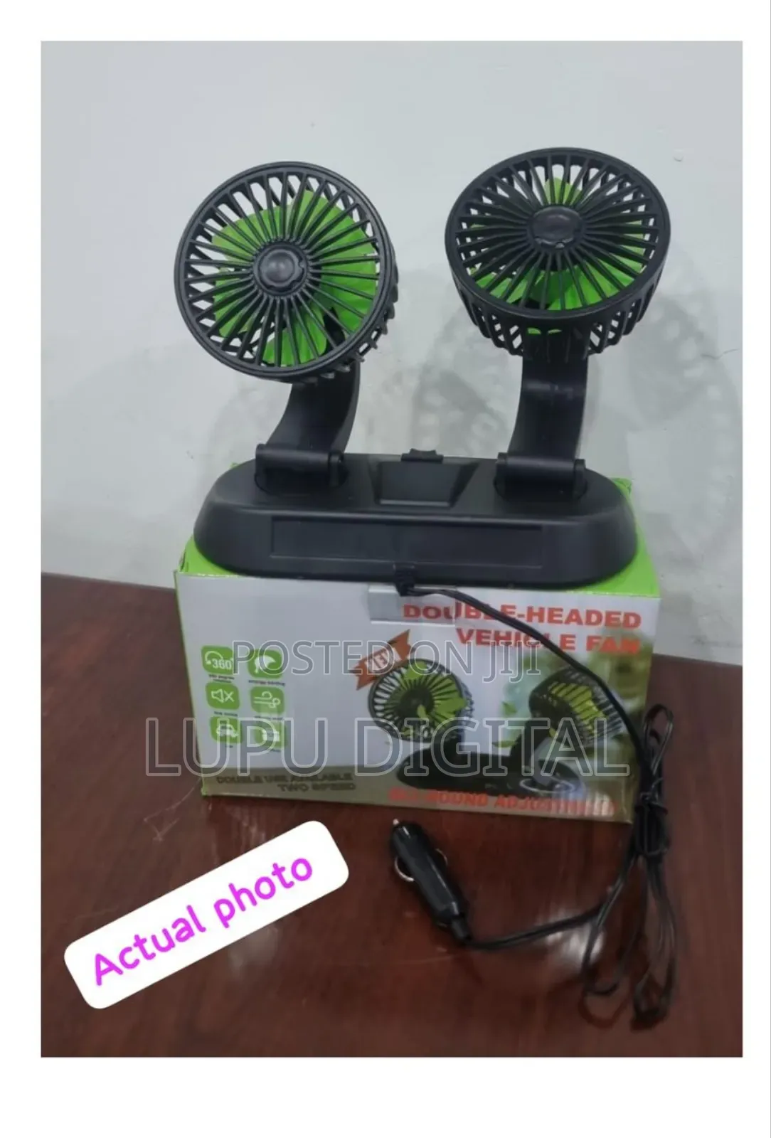 Speed Double Headed Vehicle Fan Car Cigar Lighter DC Powered