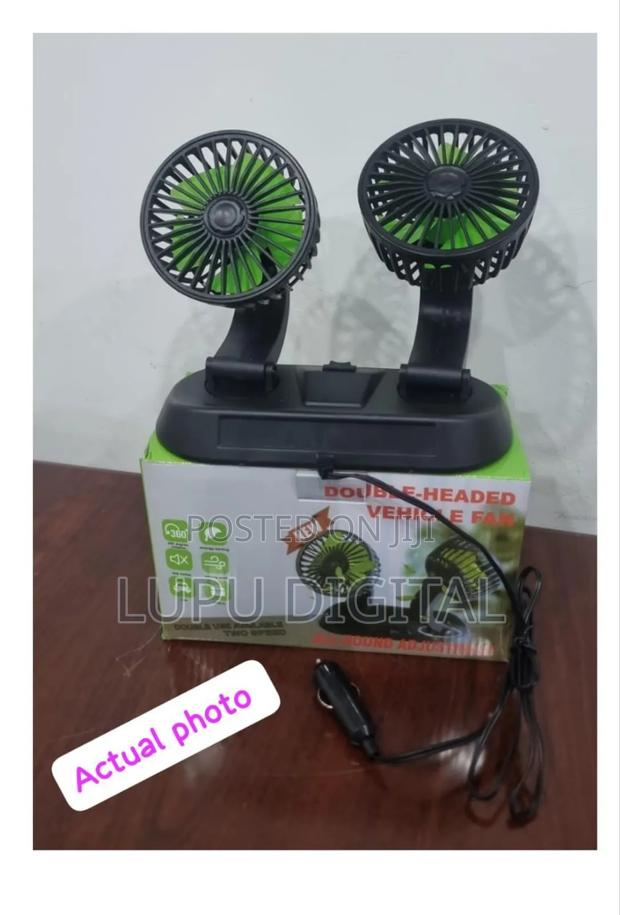 Speed Double Headed Vehicle Fan Car Cigar Lighter DC Powered
