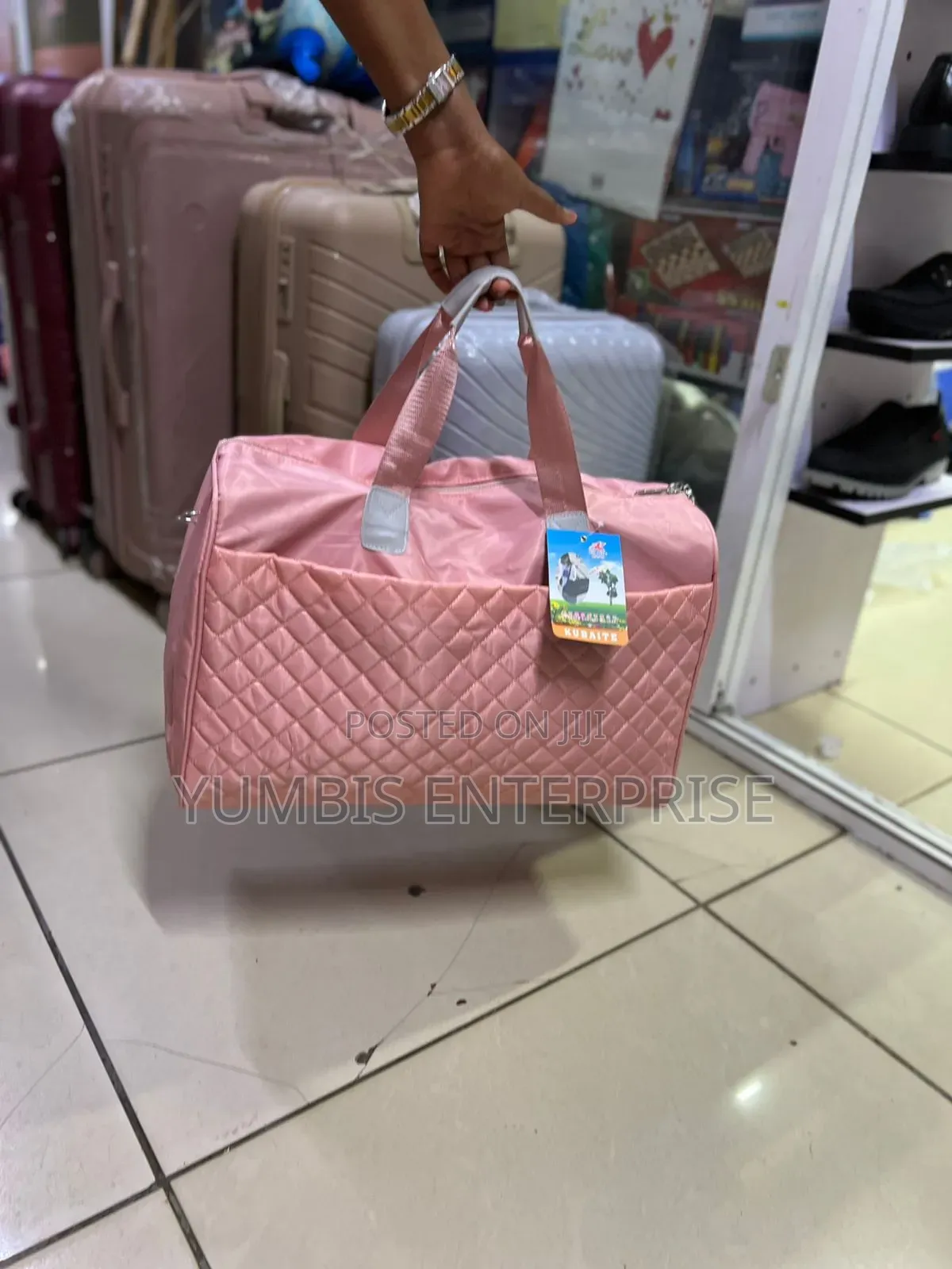 Emery Rose Gold Quilted Waterproof Travel Bags