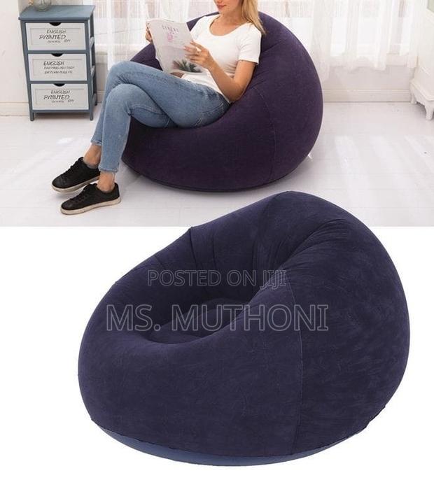 Bean Bag Chair + Quick Hand Manual Pump ( Navy Blue Orange)
