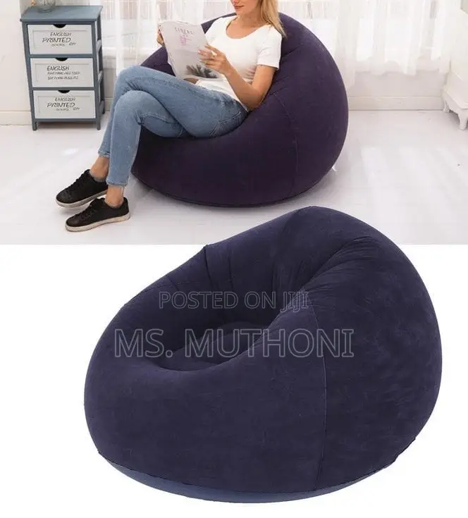 Bean Bag Chair + Quick Hand Manual Pump ( Navy Blue Orange)