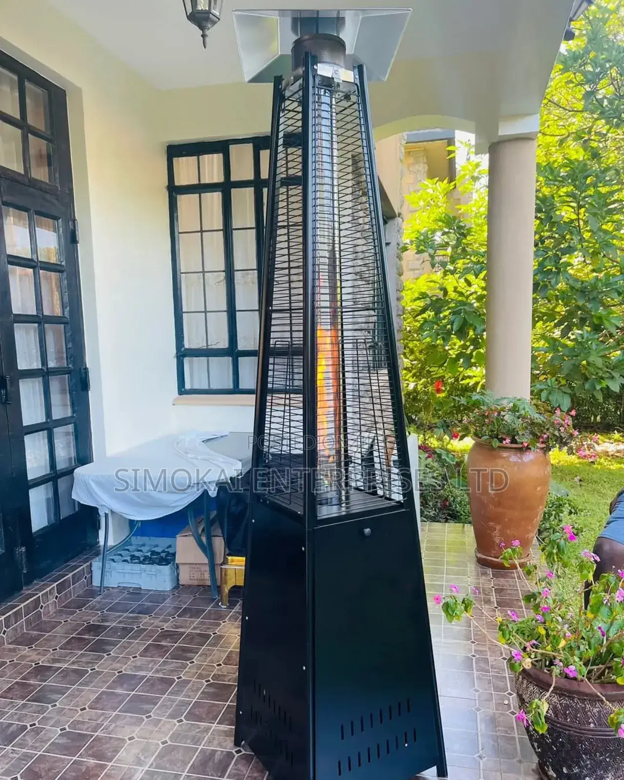 Black Pyramid Patio Gas Heater For Outdoor & Indoor Use