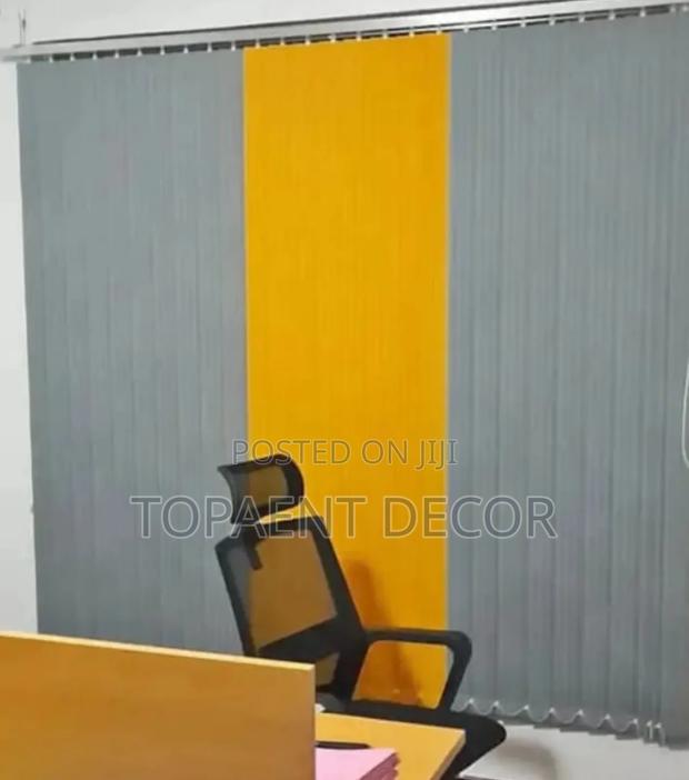 Light Grey and Yellow Window Vertical Office Blinds