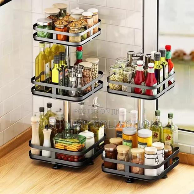 3 Tier Rotating Spice Jar Glass Organizer - thumbnail 3