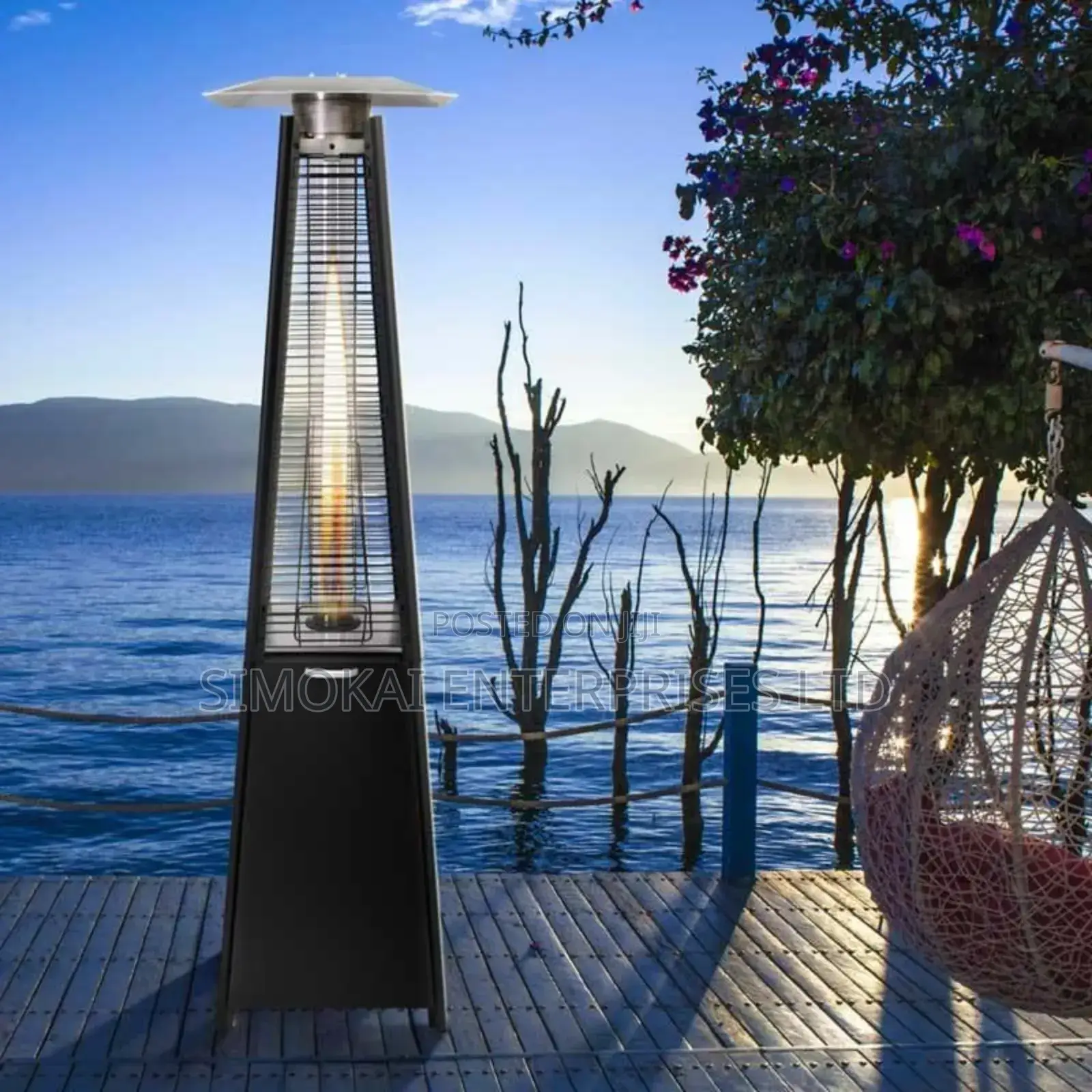 Modern Pyramid Flame Patio Heater, Black