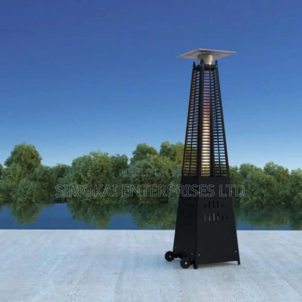 Modern Pyramid Flame Heater In Matte Black