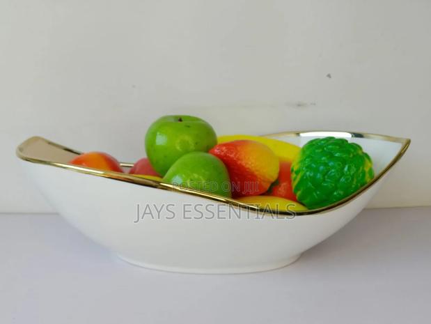 Ceramic Gold Rim Serving Bowl - main view
