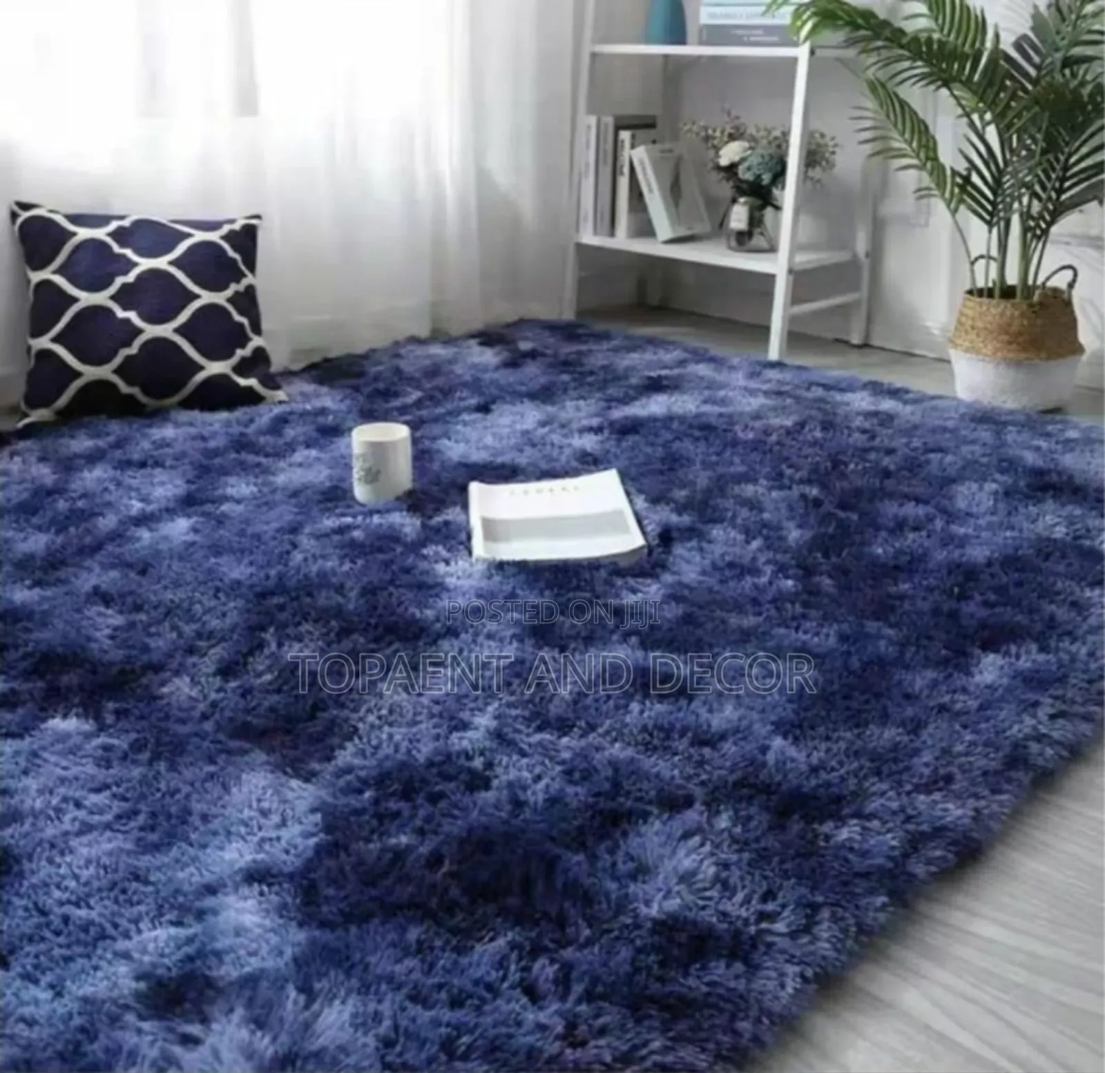 Dark Blue Light Fluffy Mats Living Room Carpets