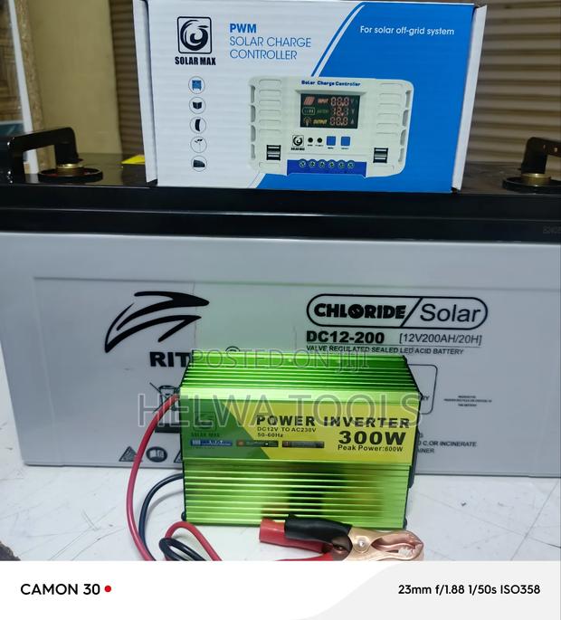 Solar Battery 200ah, Power Inverter + Solar Controller - main view
