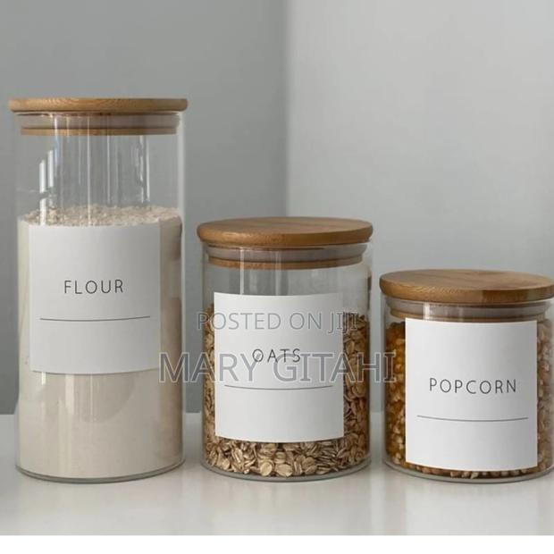 Large Capacity Glass Storage Containers With Bamboo Lids-New